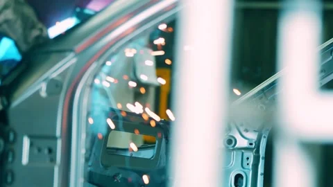 Automated Welding Robot Chassis Production Factor Stock Footage 339320145