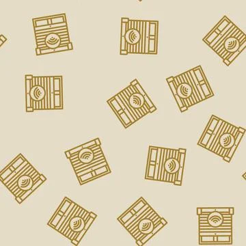 Automated window blinds smart home line vector seamless pattern Stock Illustration