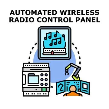 Automated wireless radio control panel system concept Stock Illustration