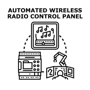 Automated wireless radio control panel system concept Ilustración de archivo