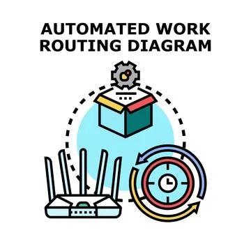 Automated work routing diagram planning process management Stock Illustration