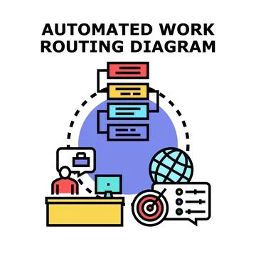 Automated work routing process managing global task allocation Stock Illustration