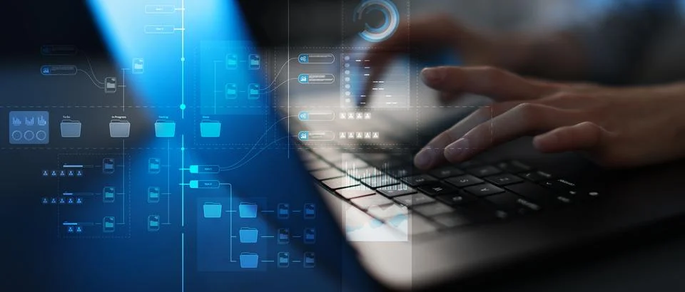 Automated Workflow and Data Visualization Interface for Digital Process Manag Foto stock