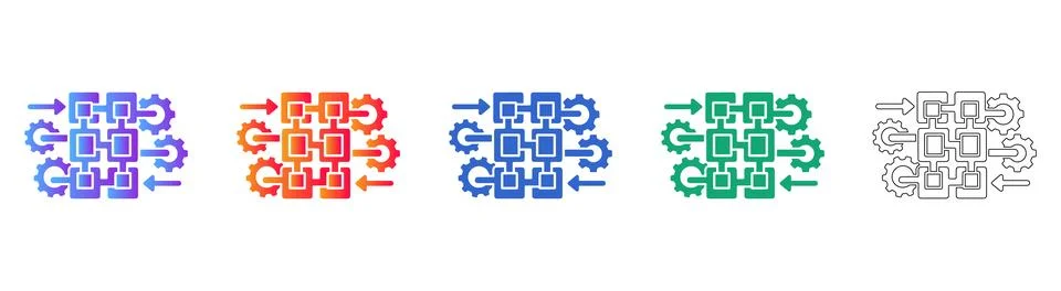 Automated Workflow and Gear Process Icons イラスト素材