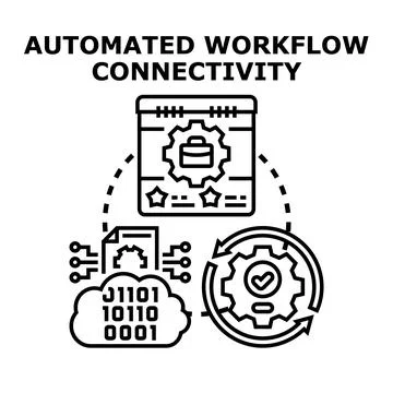 Automated workflow connectivity process optimizing business operations Stock Illustration