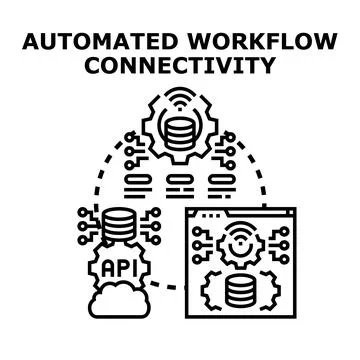 Automated workflow connectivity system for data integration Stock Illustration