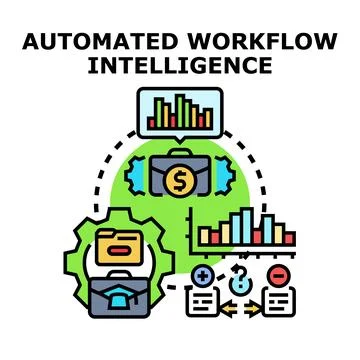 Automated workflow creating business intelligence process Illustrazione stock