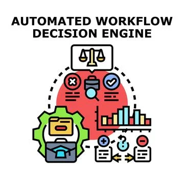 Automated workflow decision engine managing business processes Stockillustratie