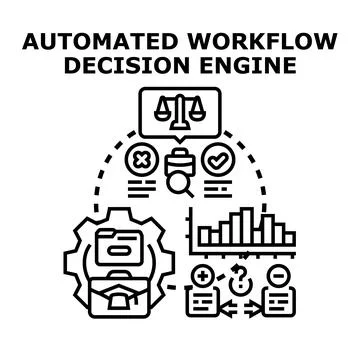 Automated workflow decision engine managing business processes Stock Illustration