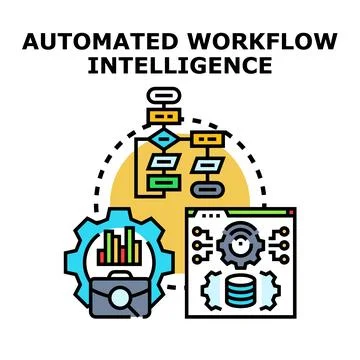 Automated workflow intelligence optimizing business process management Stockillustratie