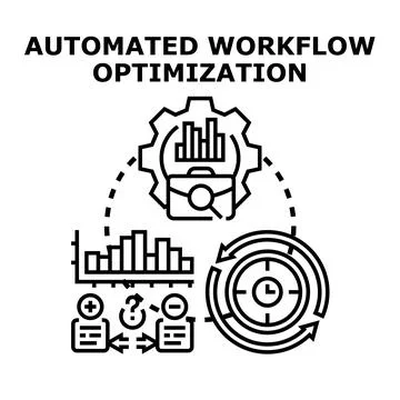 Automated workflow optimization process increasing business productivity Stock Illustration