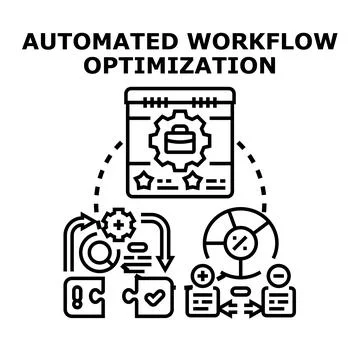 Automated workflow optimization process managing business tasks Illustrazione stock