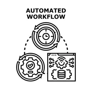 Automated workflow optimization process managing data operations Stock Illustration