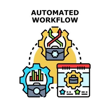 Automated workflow optimization process managing business tasks Stock Illustration