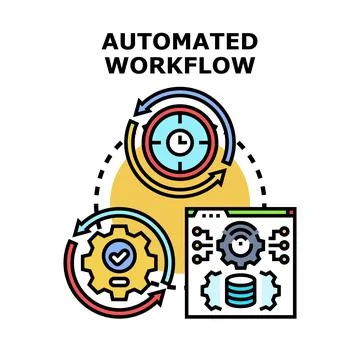 Automated workflow optimization process managing data operations Stock Illustration