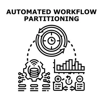 Automated workflow partitioning and data processing system イラスト素材