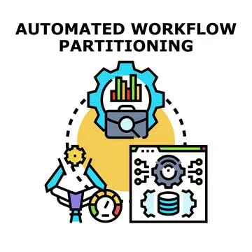 Automated workflow partitioning optimizing business process strategy Illustrazione stock