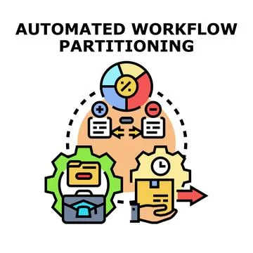 Automated workflow partitioning process planning for business Stock Illustration