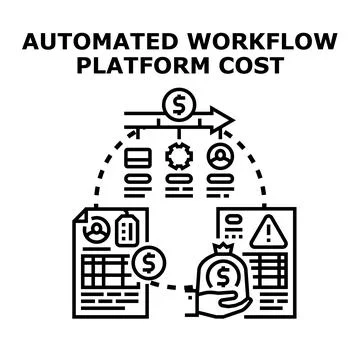 Automated workflow platform cost optimizing business processes Illustrazione stock