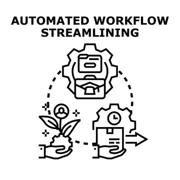 Automated workflow streamlining business optimization process icon Stock Illustration