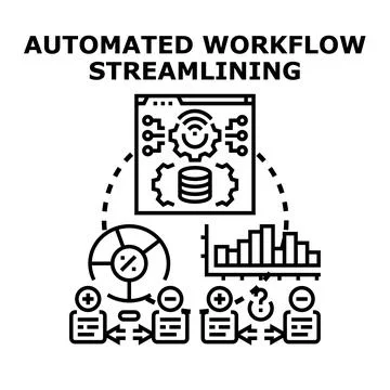 Automated workflow streamlining process optimization illustration 스톡 일러스트