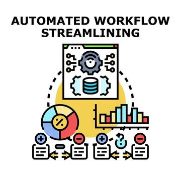 Automated workflow streamlining process optimization illustration Illustrazione stock
