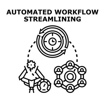 Automated workflow streamlining process optimizing business strategy Illustrazione stock