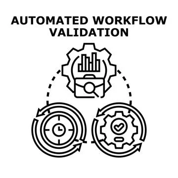 Automated workflow validation concept development process Stock Illustration