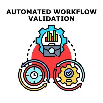 Automated workflow validation concept development process Stock Illustration