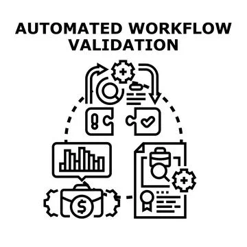 Automated workflow validation process for business efficiency Stock Illustration