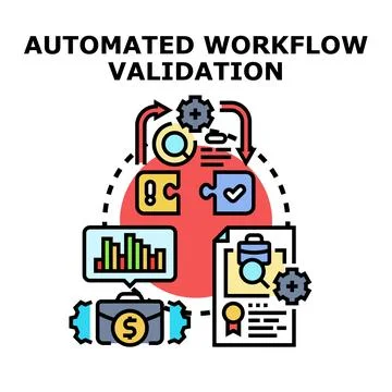 Automated workflow validation process for business efficiency Stock Illustration