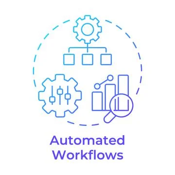 Automated workflows blue gradient concept icon Stock Illustration