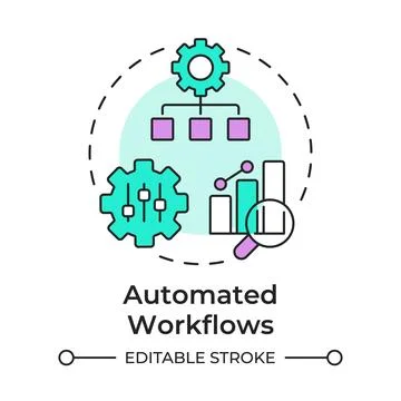 Automated workflows multi color concept icon Stock Illustration