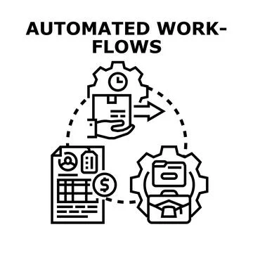Automated workflows optimizing business processes and digital management Illustrazione stock