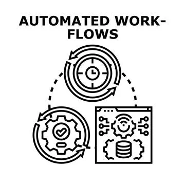Automated workflows optimizing business processes and digital systems Stock Illustration