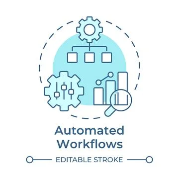 Automated workflows soft blue concept icon 库存插图