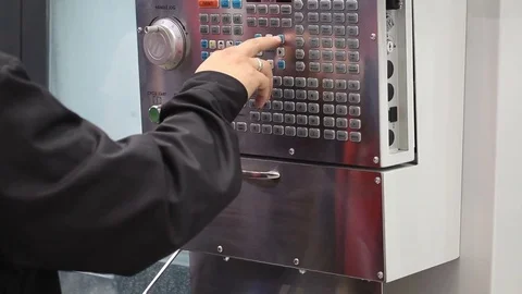 Automated workplace, computer panel of industrial machinery Stock Footage 76876621