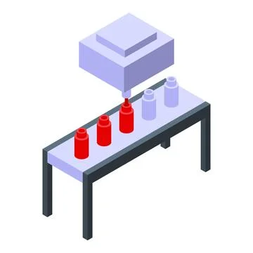 Automatic 3d printer creating objects from plastic filament on conveyor belt Stock Illustration