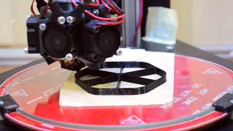 Automatic 3D printer performs plastic modeling in laboratory. Stock Footage