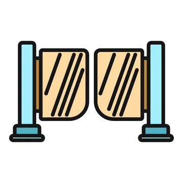 Automatic access gate opening closing icon illustration Stock Illustration