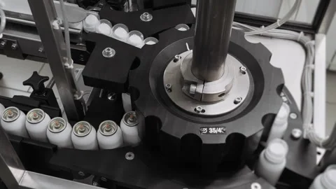 Automatic aerosol spray production line. Stock Footage 306577896