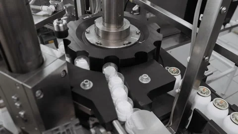 Automatic aerosol spray production line. Stock Footage 306580027