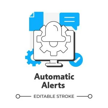 Automatic alerts flat outline concept icon Illustrazione stock