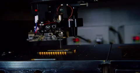 Automatic assembly of smd components. Electronic chip production Stock Footage 332855961