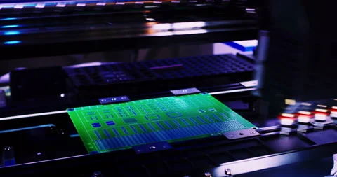 Automatic assembly of smd components. Stock Footage 307094095