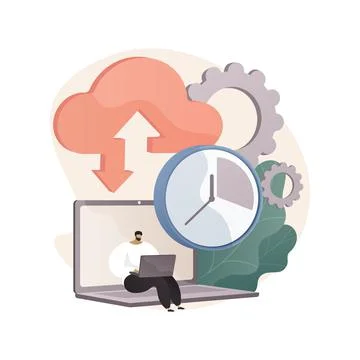Automatic backup abstract concept vector illustration. Stock Illustration