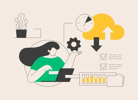 Automatic backup abstract concept vector illustration. Stock Illustration