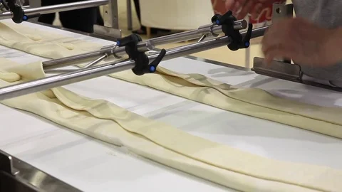 Automatic bakery line working process Stock Footage 72407919