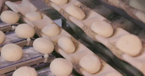 Automatic bakery production line, Pitas - bread production line in the bakery  Vidéo 258758978