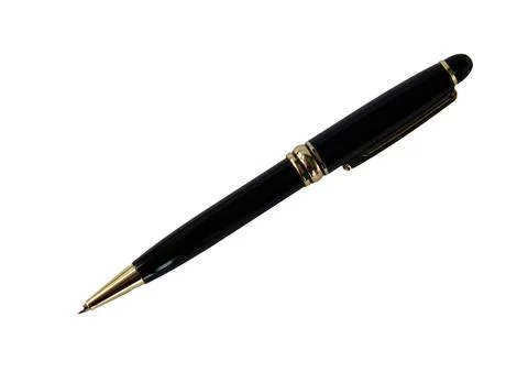 Automatic ballpoint pen isolated on white background.Business class black bal Stock Photos
